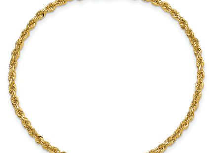 14K Diamond-cut Rope with Lobster Clasp Anklet, 9 x 2.25mm