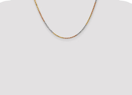 14K Tri-colored Diamond-cut Rope with Lobster Clasp Chain (Style 018TC-18)