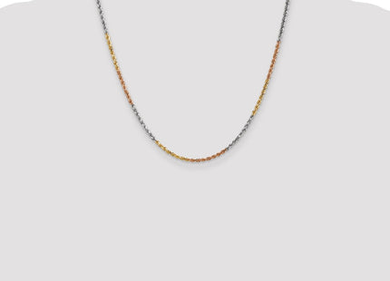 14K Tri-colored Diamond-cut Rope with Lobster Clasp Chain (Style 018TC-20)
