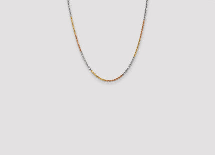 14K Tri-colored Diamond-cut Rope with Lobster Clasp Chain (Style 018TC-22)