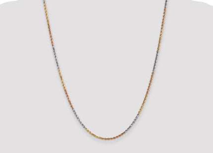 14K Tri-colored Diamond-cut Rope with Lobster Clasp Chain (Style 018TC-24)