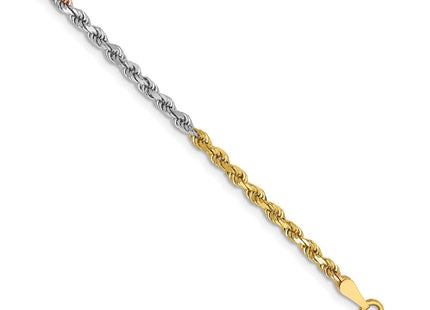 14K Tri-colored Diamond-cut Rope with Lobster Clasp Chain (Style 018TC-7)