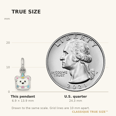 Sterling Silver Rhodium-plated Polished White and Rainbow Enamel Unicorn Polar Bear Childrens Pendant
