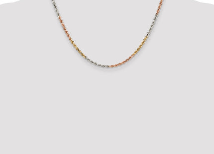 14K Tri-colored Diamond-cut Rope with Lobster Clasp Chain (Style 021TC-18)