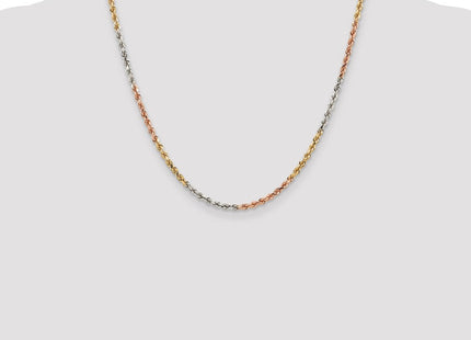 14K Tri-colored Diamond-cut Rope with Lobster Clasp Chain (Style 021TC-20)