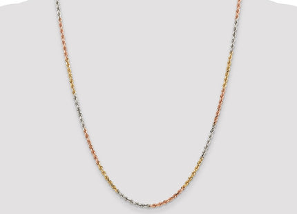 14K Tri-colored Diamond-cut Rope with Lobster Clasp Chain (Style 021TC-24)