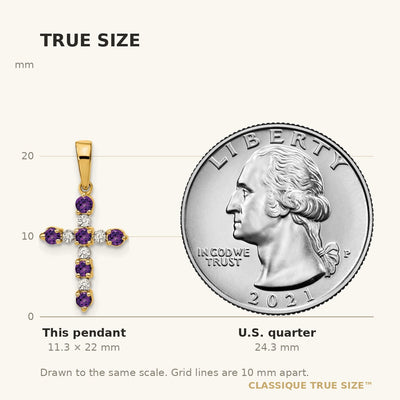 14K Amethyst and Diamond Cross Pendant