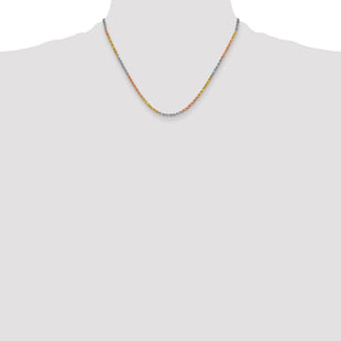 14K Tri-colored Diamond-cut Rope with Lobster Clasp Chain (Style 023TC-18)