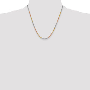 14K Tri-colored Diamond-cut Rope with Lobster Clasp Chain (Style 023TC-20)