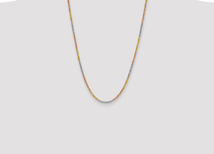 14K Tri-colored Diamond-cut Rope with Lobster Clasp Chain (Style 023TC-24)