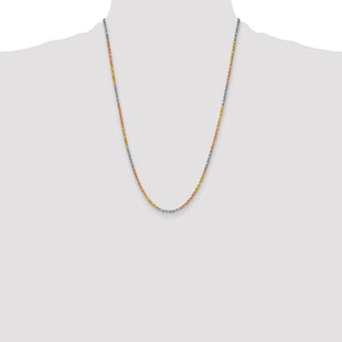 14K Tri-colored Diamond-cut Rope with Lobster Clasp Chain (Style 023TC-24)