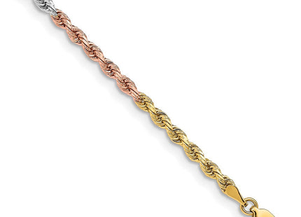 14K Tri-colored Diamond-cut Rope with Lobster Clasp Chain (Style 023TC-7)