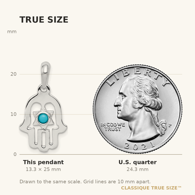 14K White Gold Turquoise Chamseh Pendant