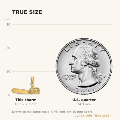 14K 3-D Small Chain Saw Charm