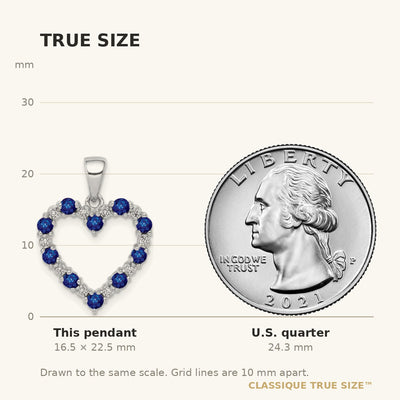 14K White Gold Diamond and Sapphire Heart Pendant
