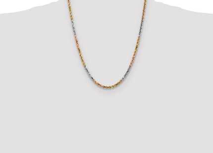14k Tri-Color D/C Rope Chain (Style 030TC-22)