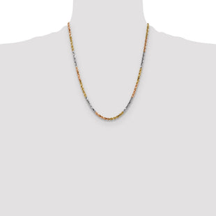 14k Tri-Color D/C Rope Chain (Style 030TC-22)