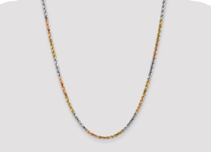14K Tri-colored Diamond-cut Rope with Lobster Clasp Chain (Style 030TC-24)