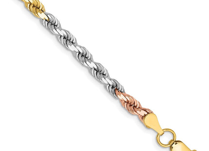 14K Tri-colored Diamond-cut Rope with Lobster Clasp Chain (Style 030TC-7)
