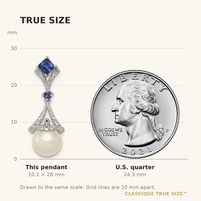 Sterling Silver Rhod Plated Dia. Created Sapphire FW Cultured Pearl Pendant