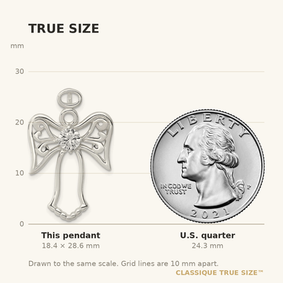 Sterling Silver CZ Angel Pendant
