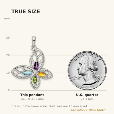 Sterling Silver Rhodium-plated PE CI AM Swiss BT Butterfly Pendant
