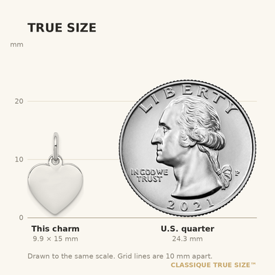 Sterling Silver Rhodium-plated Engraveable Heart Polished Disc Charm