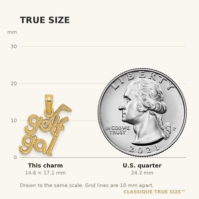 14K Solid Polished GOLF GAL Charm
