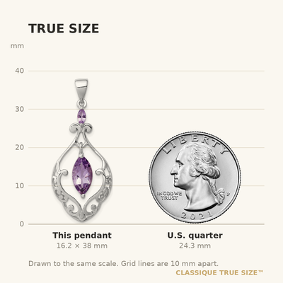 Sterling Silver Rhodium-plated Amethyst Fancy Pendant