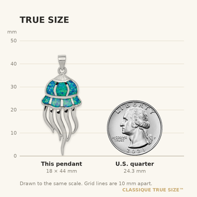 Sterling Silver Rhodium-plated Polished Created Blue Opal Jellyfish Pendant