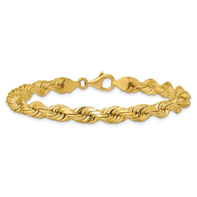 14K Diamond-cut Rope with Fancy Lobster Clasp Chain, 8 x 6.5mm