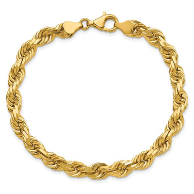 14K Diamond-cut Rope with Fancy Lobster Clasp Chain, 8 x 6.5mm