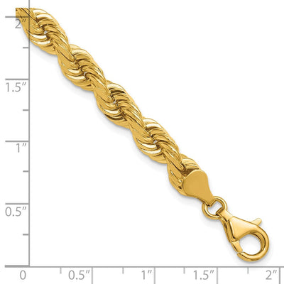 14K Diamond-cut Rope with Fancy Lobster Clasp Chain, 8 x 6.5mm