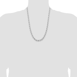 14k WG D/C Rope with Fancy Lobster Clasp Chain (Style 045W-24)