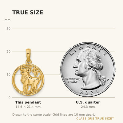 14K Polished Round Aries Pendant