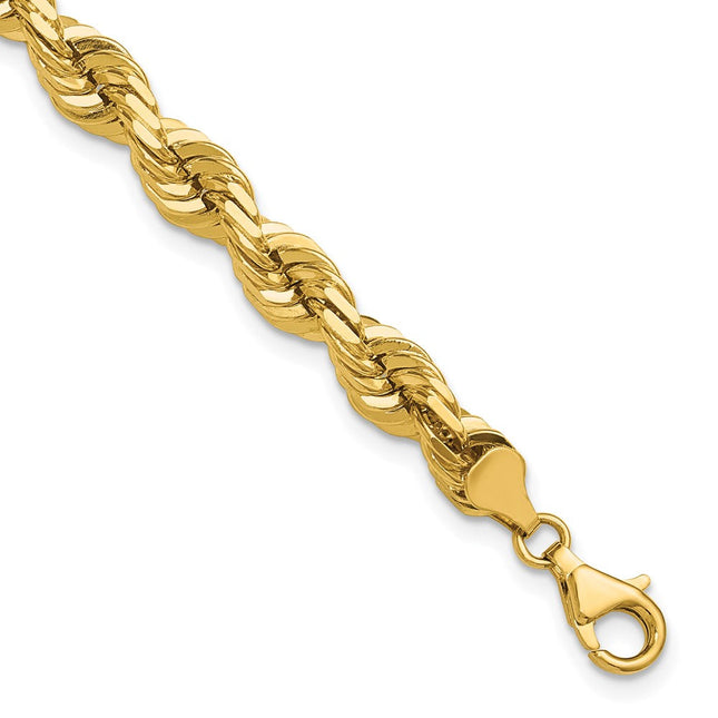 14K Diamond-cut Rope with Fancy Lobster Clasp Chain, 9 x 7mm