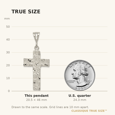 Sterling Silver Nugget Cross Pendant, 46 x 22mm