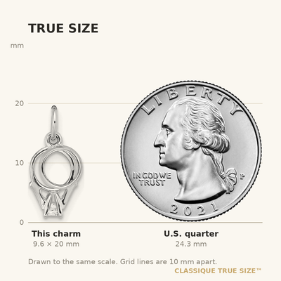 14K Satin Diamond-cut Gemini Zodiac Charm, 20 x 7mm