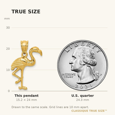 14K Solid Polished Open-Backed Flamingo Pendant