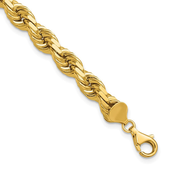 14K Diamond-cut Rope with Fancy Lobster Clasp Chain, 9 x 8mm