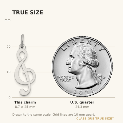 14K White Gold Polished Treble Clef Charm