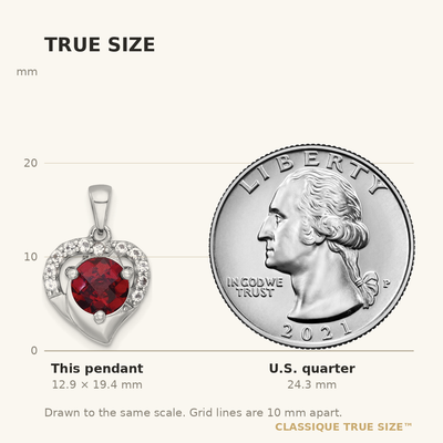 Sterling Silver Rhodium-plated Polished Fancy Garnet and White Topaz Heart Pendant