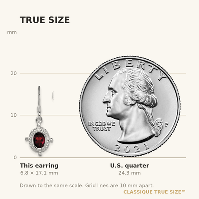Sterling Silver Rhodium-plated Fancy Garnet Earrings, 17.1 x 12.5mm