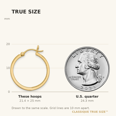 Sterling Silver Gold-tone Micro Pavé CZ In/Out Hoop Earrings