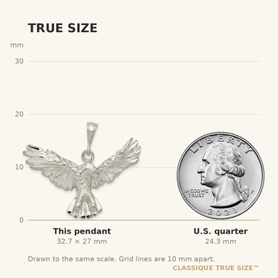 Sterling Silver Eagle Pendant, 27 x 37mm