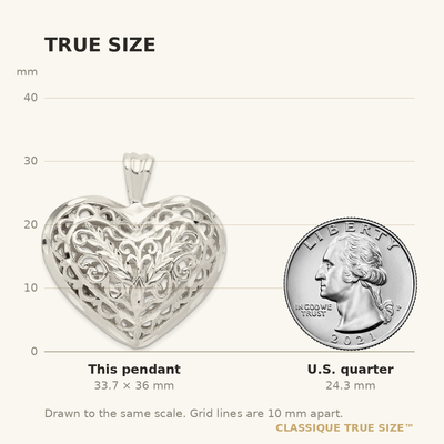 Sterling Silver Filigree Puffed Heart Pendant