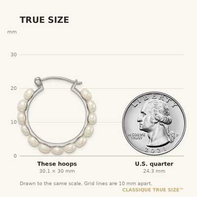 Sterling Silver Rhodium-plated White Button Freshwater Cultured Pearl Hoop Earrings
