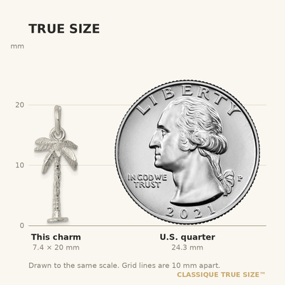 Sterling Silver Palm Tree Charm, 20 x 10mm