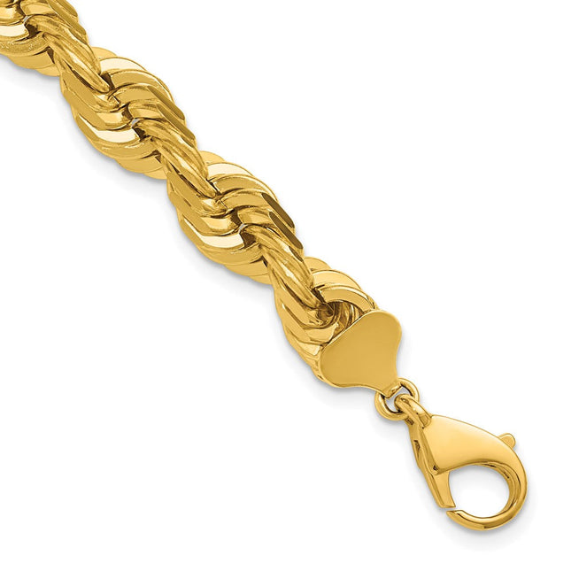 14K Diamond-cut Rope with Fancy Lobster Clasp Chain, 9 x 10mm