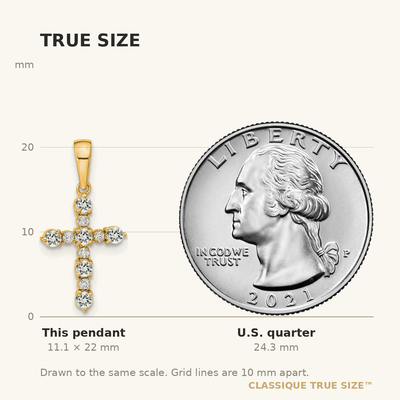 14K White Topaz and Diamond Cross Pendant